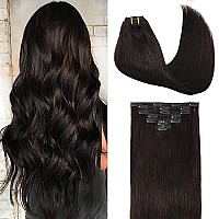 Goo Goo Clip In Human Hair Extensions Remy Dark Brown Clip In Straight Real Hair Extensions Natural Hair 135G 26 Inch