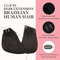 Goo Goo Clip In Human Hair Extensions Remy Dark Brown Clip In Straight Real Hair Extensions Natural Hair 135G 26 Inch