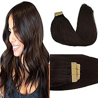 Goo Goo 12Inch Tape In Hair Extensions Dark Brown Remy Straight Natural Hair Extensions Tape In Human Hair Skin Weft 40G 20Pcs