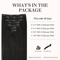 Goo Goo 12 Inch Clip In Hair Extensions Human Hair Natural Black 7Pcs 85G Remy Hair Extensions Clip In Human Hair Straight Real Human Hair Extensions For Women