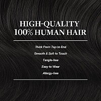 Goo Goo 12 Inch Clip In Hair Extensions Human Hair Natural Black 7Pcs 85G Remy Hair Extensions Clip In Human Hair Straight Real Human Hair Extensions For Women