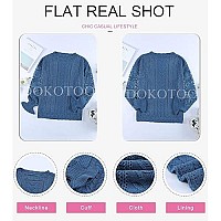 Dokotoo Womens Soft Cute Plain Lace Crochet Crew Neck Knitted Sweaters For Women Fashion 2022 Jumpers Long Sleeve Casual Winter Pullover Sweater Outerwear Blue Xs