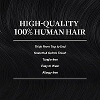 Goo Goo Hair Extensions Real Human Hair, Natural Black Highlighted GreyP1Bgrey, Thick, Straight, Soft & Natural, Remy Clip-In Hair Extensions For Women, 7Pcs 120G 16 Inches