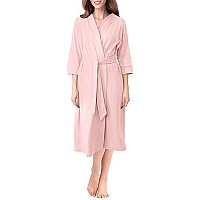 Ny Threads Luxurious Women Knit Robe Kimono Cotton Blend Bathrobe Ladies Loungewear Sleepwear (X-Large, Baby Pink)