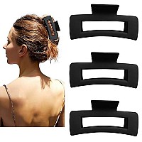 Nalodu Hair Claw Clips Large Square 4 Inch Matte No Slip Big Rectangle Jaw Clip Clamp For Thick Hair Women, 3 Pack Black