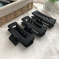 Nalodu Hair Claw Clips Large Square 4 Inch Matte No Slip Big Rectangle Jaw Clip Clamp For Thick Hair Women, 3 Pack Black