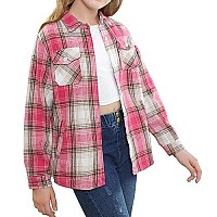 Sangtree Girls Plaid Jacket Shackets Flannel Button Down Long Sleeve Classic Print Shirt Coat Tops, Yf9 Plaid Jacket -Gray White, 8-9 Years Tag 150