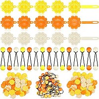 72 Pcs Hair Ball Ties For Girls Self Hinge Hair Barrettes Ball Bubble Hair Accessories Set 80S 90S Bow Flower Hair Tie Plastic Hair Clips For Baby Girls Toddlers (Orange Red, Yellow, White)