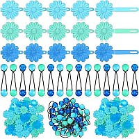 72 Pcs Hair Ball Ties For Girls Self Hinge Hair Barrettes Ball Bubble Hair Accessories Set 80S 90S Bow Flower Hair Tie Plastic Hair Clips For Baby Girls Toddlers (Blue)