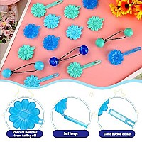 72 Pcs Hair Ball Ties For Girls Self Hinge Hair Barrettes Ball Bubble Hair Accessories Set 80S 90S Bow Flower Hair Tie Plastic Hair Clips For Baby Girls Toddlers (Blue)