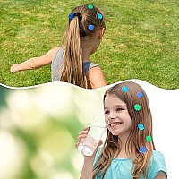 72 Pcs Hair Ball Ties For Girls Self Hinge Hair Barrettes Ball Bubble Hair Accessories Set 80S 90S Bow Flower Hair Tie Plastic Hair Clips For Baby Girls Toddlers (Blue)