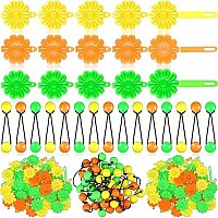 72 Pcs Hair Ball Ties For Girls Self Hinge Hair Barrettes Ball Bubble Hair Accessories Set 80S 90S Bow Flower Hair Tie Plastic Hair Clips For Baby Girls Toddlers (Orange, Yellow, Green)