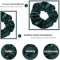 Ivaryss Dark Green Scrunchies, Premium Velvet Soft Hair Scrunchy Bulk, Solid Colors Thick Elastic Bands, Hair Accessories For Women And Girls, 12 Pack