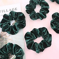 Ivaryss Dark Green Scrunchies, Premium Velvet Soft Hair Scrunchy Bulk, Solid Colors Thick Elastic Bands, Hair Accessories For Women And Girls, 12 Pack