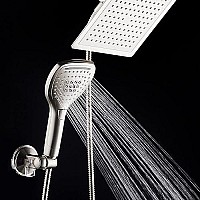 Dreamspa Ultra-Luxury 9 Rainfall Shower Headhandheld Combo Convenient Push-Button Flow Control Button For Easy One-Handed Operation Switch Flow Settings With The Same Hand Satin Nickel