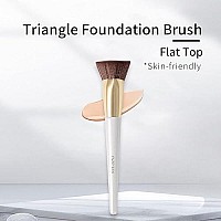 Triangle Flat Top Foundation Brush By Enzo Ken, Cream Contour And Bronzer Brush, Makeup Brushes For Foundation And Concealer, Liquid Foundation, Powder Contour And Bronzer, Liquid Blush Blending- Makeup Straight, Simple Natural Color, Eye Concealer, No...