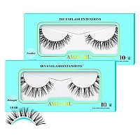 Amzgirl Diy Lash Extensions At Home,Individual Volume Eyelash Extension,Natural Lashes Clusters, Pre-Cut Lashes 10 Mini Lash Clusters,3D False Lashes Fluffy(2Pairs 2Style)