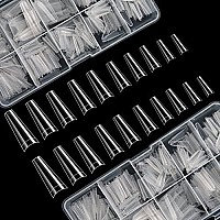 1000 Pcs French Coffin Ballerina Nail Tips Acrylic Nails Artificial Half False Flake Nail Tips 10 Sizes With 2 Boxes Clear Plastic Cases For Nail Salon Nail Shop Diy Nail Art Ballerina Nails (Clear)