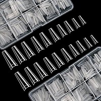 1000 Pcs French Coffin Ballerina Nail Tips Acrylic Nails Artificial Half False Flake Nail Tips 10 Sizes With 2 Boxes Clear Plastic Cases For Nail Salon Nail Shop Diy Nail Art Ballerina Nails (Clear)