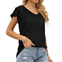 Womens Spring Tops Pink Ruffle Short Sleeve Square Neck T Shirts For Women Cute L