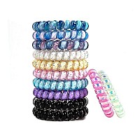 Spiral Hair Ties No Crease, Colorful Traceless Hair Ties, Elastic Coil Hair Ties, Phone Cord Hair Ties, Waterproof Hair Coils For Women Girls,Ponytail Hair Coils No Crease, Multicolor 12Pcs (Multicolor-12Pcs)