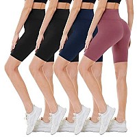 Campsnail 4 Pack Biker Shorts For Women - 8 High Waist Tummy Control Workout Yoga Running Compression Exercise Shorts