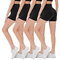 Campsnail 4 Pack Biker Shorts For Women - 8 High Waist Tummy Control Workout Yoga Running Compression Exercise Shorts