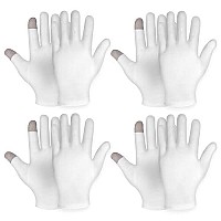 4 Pairs Touch Screen Moisturizing Gloves White Cotton Moisturizing Gloves Overnight Bedtime Heal Eczema Sleeping Lotion Hand Spa Treatment Gloves Repair Rough Cracked Dry Chapped Hands Skin