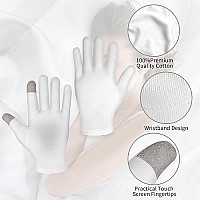 4 Pairs Touch Screen Moisturizing Gloves White Cotton Moisturizing Gloves Overnight Bedtime Heal Eczema Sleeping Lotion Hand Spa Treatment Gloves Repair Rough Cracked Dry Chapped Hands Skin