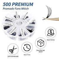 Premade Fans Short Stem 500 Pcs 16D Eyelash Extensions 007Mm Cd Curl 9-16Mm Mixed Wendy Lashes Russian Volume Pre-Made Lash Extension (500Pcs-16D-007-D, 9-16Mm Mixed)