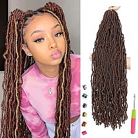 8 Packs Faux Locs Crochet Hair 24 Inch New Soft Locs Crochet Hair For Black Women Pre-Looped Long Goddess Locs Crochet Braids Curly Wavy Braiding Hair Extension (30)