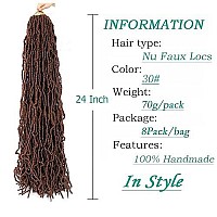 8 Packs Faux Locs Crochet Hair 24 Inch New Soft Locs Crochet Hair For Black Women Pre-Looped Long Goddess Locs Crochet Braids Curly Wavy Braiding Hair Extension (30)