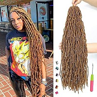 7 Packs Faux Locs Crochet Hair 36 Inch New Soft Locs Crochet Hair For Black Women Pre-Looped Long Goddess Locs Crochet Braids Curly Wavy Braiding Hair Extension (27)