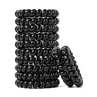 Spiral Hair Ties No Crease, Colorful Traceless Hair Ties, Elastic Coil Hair Ties, Phone Cord Hair Ties, Black Hair Ties For For Women Girls,Ponytail Hair Coils No Crease, Multicolor 12Pcs (Black 12Pcs)