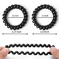 Spiral Hair Ties No Crease, Colorful Traceless Hair Ties, Elastic Coil Hair Ties, Phone Cord Hair Ties, Black Hair Ties For For Women Girls,Ponytail Hair Coils No Crease, Multicolor 12Pcs (Black 12Pcs)