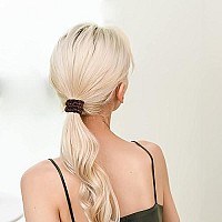 Silmer Silk Scrunchies Hair Tie 22 Momme 100 Mulberry 5 Pack(Peacock Blue,Pink,Apricot, Dark Coffee, Black)