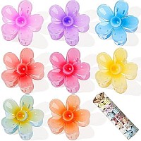 Flower Hair Clips 8Pcs Hair Claw Clips Cute Hair Clips Daisy Hair Clips Nonslip Large Hawaiian Claw Clips Strong Hold For Women Thick Hair Big Hair Clips Hair Claw Clips 8 Colors Girl Gift