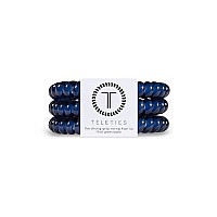 Teleties - Spiral Hair Coils - Ponytail Holder Hair Ties For Women - Phone Cord Hair Ties - Strong Grip, No Rip, Water Resistant, No Crease Hair Tie Coils - 3 Pack (Small, Nantucket Navy)