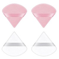 Ainiv 4Pcs Powder Puffs, 276 Inch Pure Cotton Soft Triangle Wedge Makeup Powder Puff For Loose Powder Mineral Powder Body Powder Cotton Velour Cosmetic Foundation Sponge Makeup Tool(Whitepink)