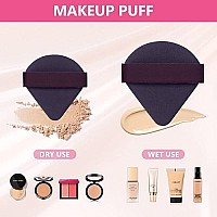 Ainiv 4Pcs Powder Puffs, 276 Inch Pure Cotton Soft Triangle Wedge Makeup Powder Puff For Loose Powder Mineral Powder Body Powder Cotton Velour Cosmetic Foundation Sponge Makeup Tool(Whitepink)