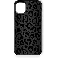 Xunqian Compatible For Iphone 14 Plus Case, Black Leopard Cheetah Animal Skin Print Art Thin Soft Black Tpu Tempered Mirror Protective Case For Apple 14 Plus (For Iphone 14 Plus)