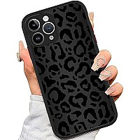 Xunqian Compatible For Iphone 14 Plus Case, Black Leopard Cheetah Animal Skin Print Art Thin Soft Black Tpu Tempered Mirror Protective Case For Apple 14 Plus (For Iphone 14 Plus)