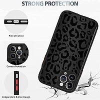 Xunqian Compatible For Iphone 14 Plus Case, Black Leopard Cheetah Animal Skin Print Art Thin Soft Black Tpu Tempered Mirror Protective Case For Apple 14 Plus (For Iphone 14 Plus)