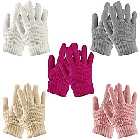 Onesing 3 Pairs Kids Gloves Winter Gloves For Kids Warm Gloves Stretchy Knit Toddler Gloves For Boys Girls