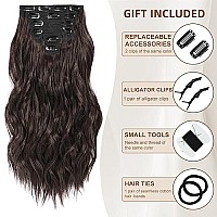 Fliace Clip In Hair Extensions, 6 Pcs Natural Soft Hair Blends Well Hair Extensions, Dark Brown Long Wavy Hairpieces(20Inch, 6Pcs, Dark Brown)