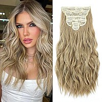 Fliace Clip In Hair Extensions, 6 Pcs Natural Soft Hair Blends Well Hair Extensions, Long Wavy Hairpieces(20Inch, 6Pcs,Mixed Dirty Blonde)