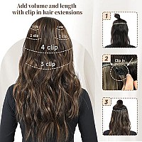 Fliace Clip In Hair Extensions, Highlight Balayage Dark Brown Hair Extensions, 6 Pcs Hairpieces, Natural Blends Well Hair Extensions (20Inch, 6Pcs, Dark Roasted Coffee Caraamel Brown)