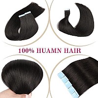 Tape In Hair Extensions Human Hair 100 Real Remy Human Hair Extensions Seamless Straight Hair Extensions Real Human Hair Tape In Extensions 22 Inch 20Pieces 50Gset 1B Natural Black