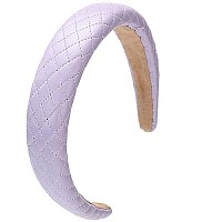 Loneedy 17 Inch Leather Hard Headband Wide Headband Padded Headband Hairband For Women (Square Lilac Colour)