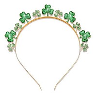 Cealxheny St Patricks Day Headbands, Glitter Rhinestone Shamrock Headbands Lucky Irish Hairbands St Patricks Day Accessories Party Favors Gifts (Shamrock)